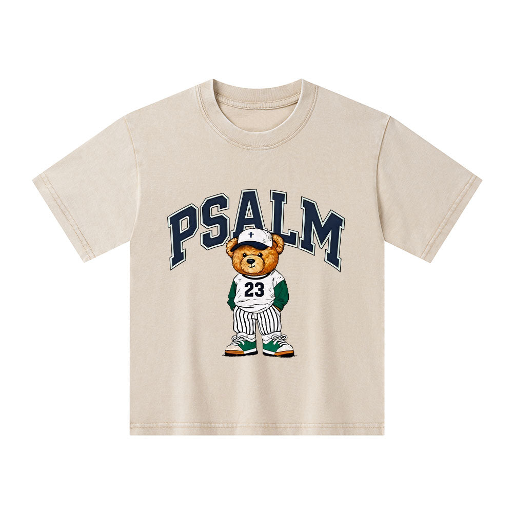 Psalm 23 Bear Christian Kid Washed T-Shirt