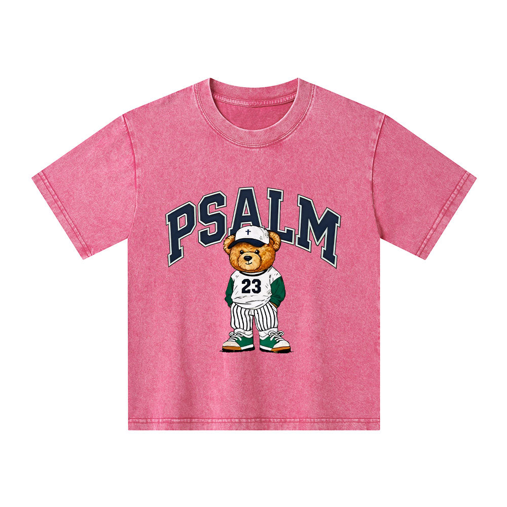 Psalm 23 Bear Christian Kid Washed T-Shirt