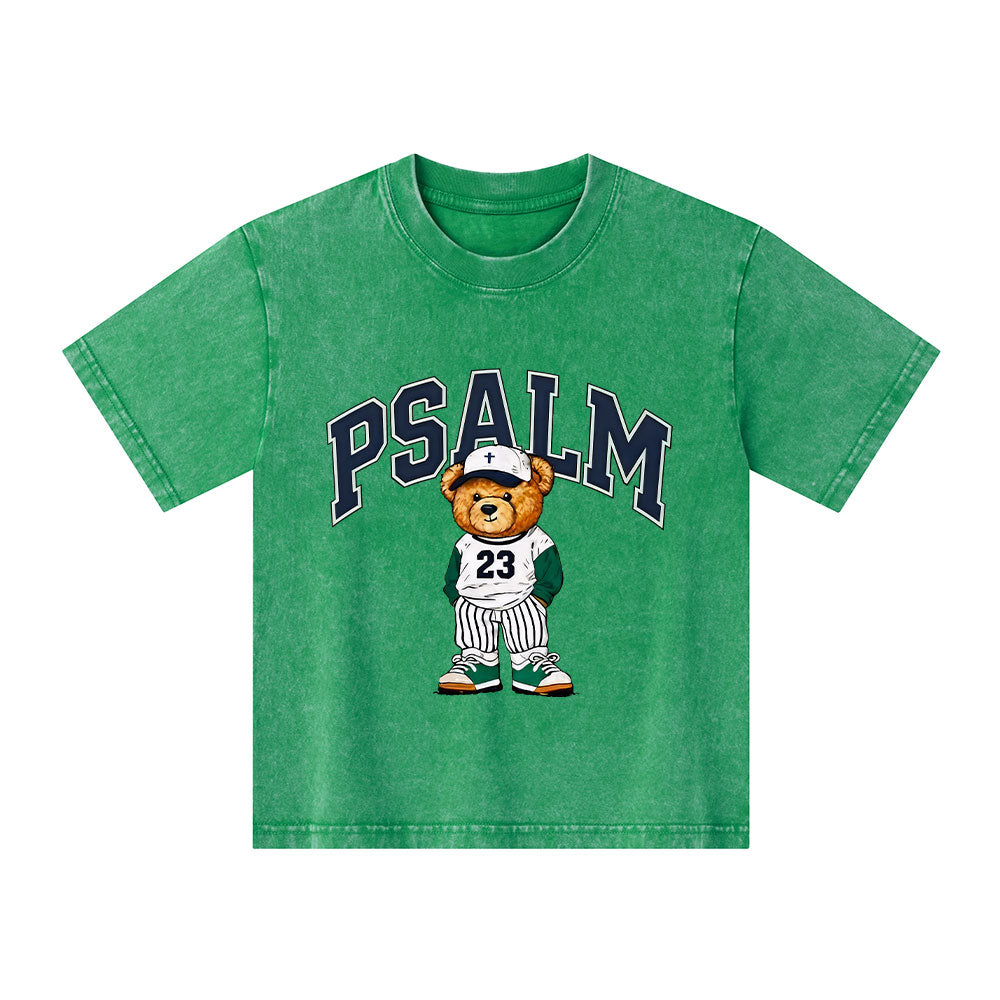 Psalm 23 Bear Christian Kid Washed T-Shirt