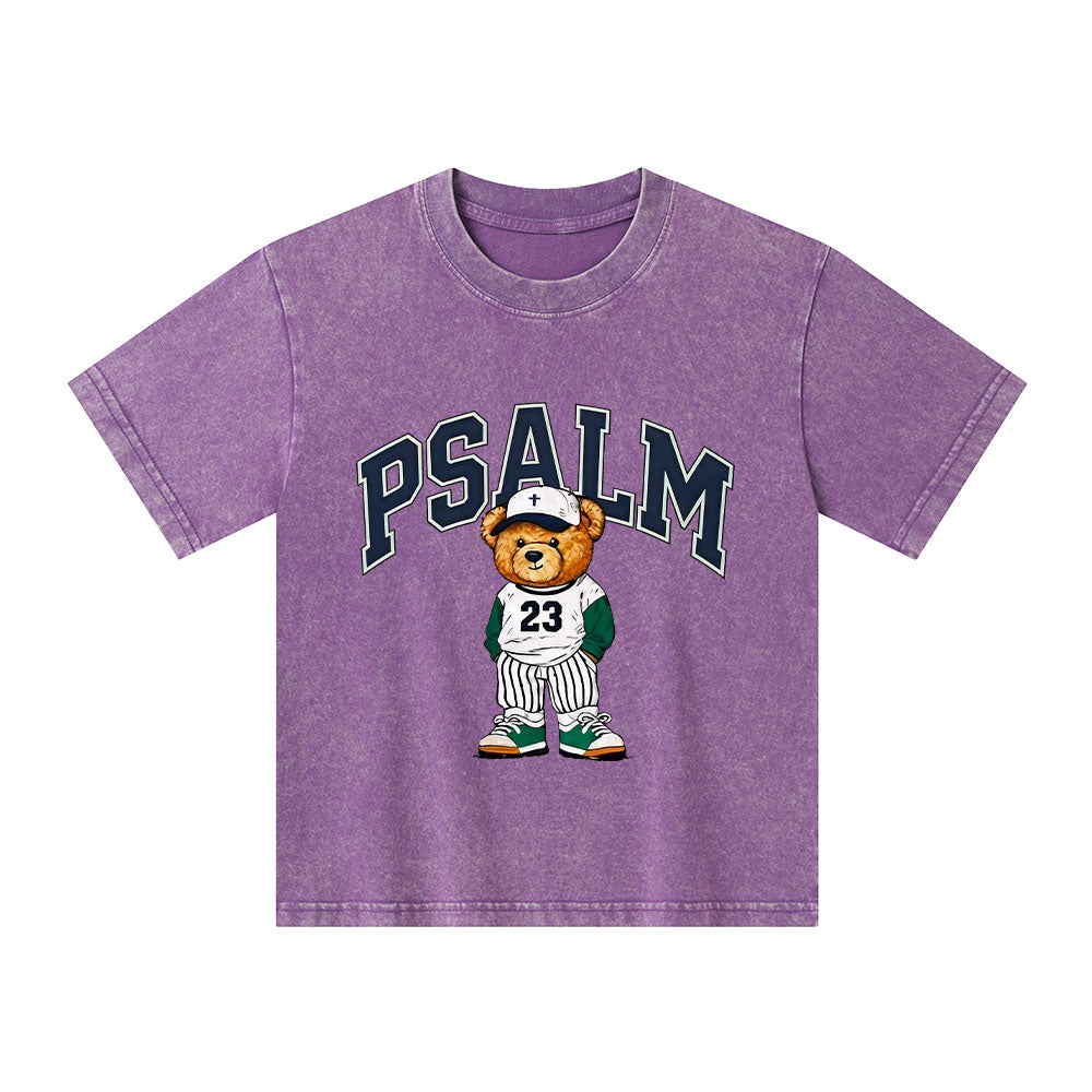 Psalm 23 Bear Christian Kid Washed T-Shirt