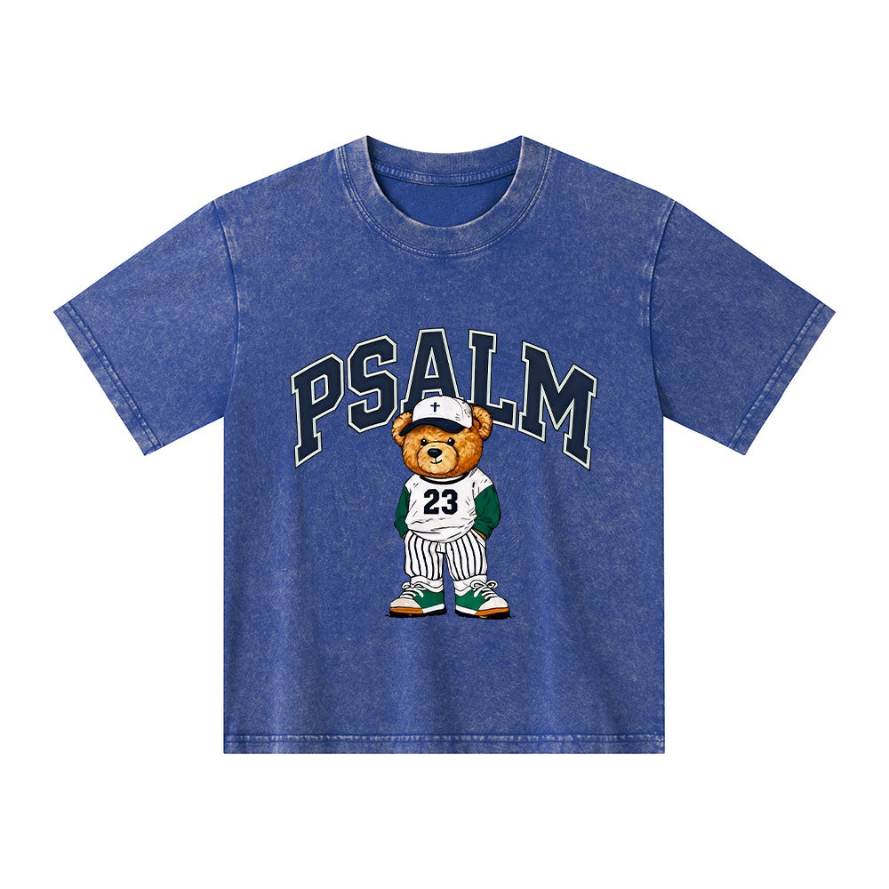 Psalm 23 Bear Christian Kid Washed T-Shirt