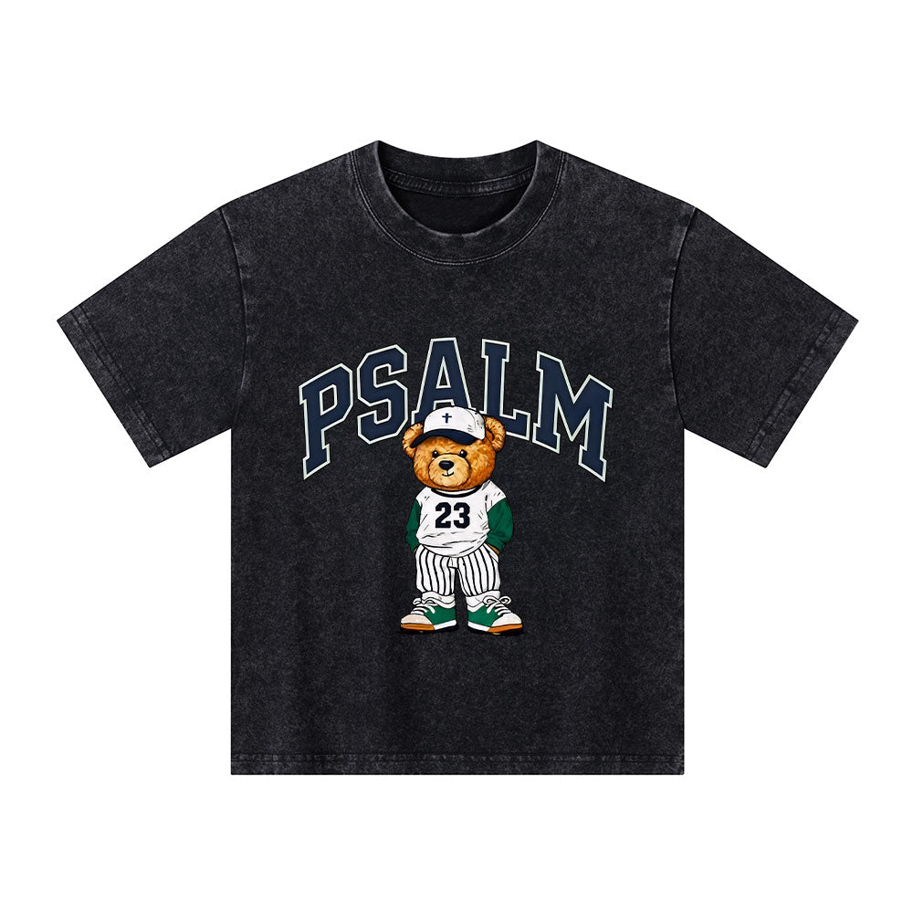 Psalm 23 Bear Christian Kid Washed T-Shirt