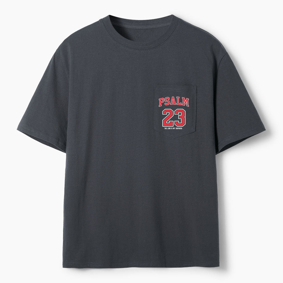 Psalm 23 Christian Unisex Pocket T-Shirt