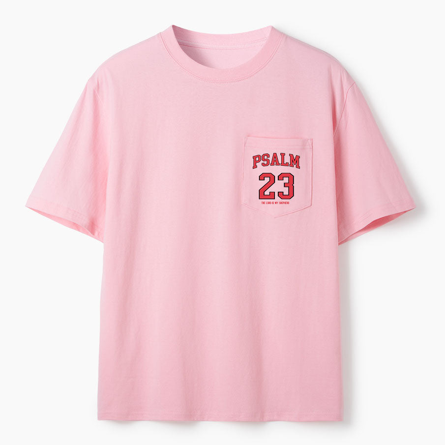 Psalm 23 Christian Unisex Pocket T-Shirt
