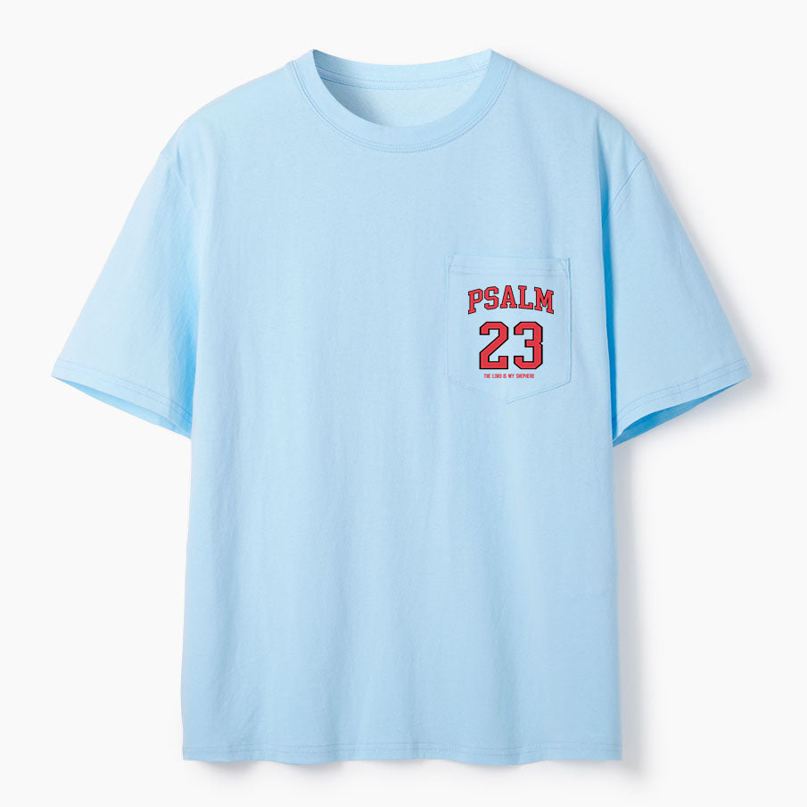 Psalm 23 Christian Unisex Pocket T-Shirt