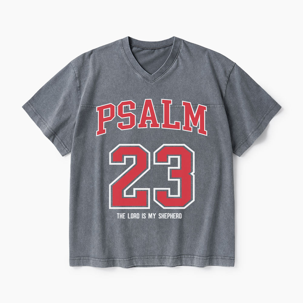 Psalm 23 Christian Washed V-Neck T-Shirt