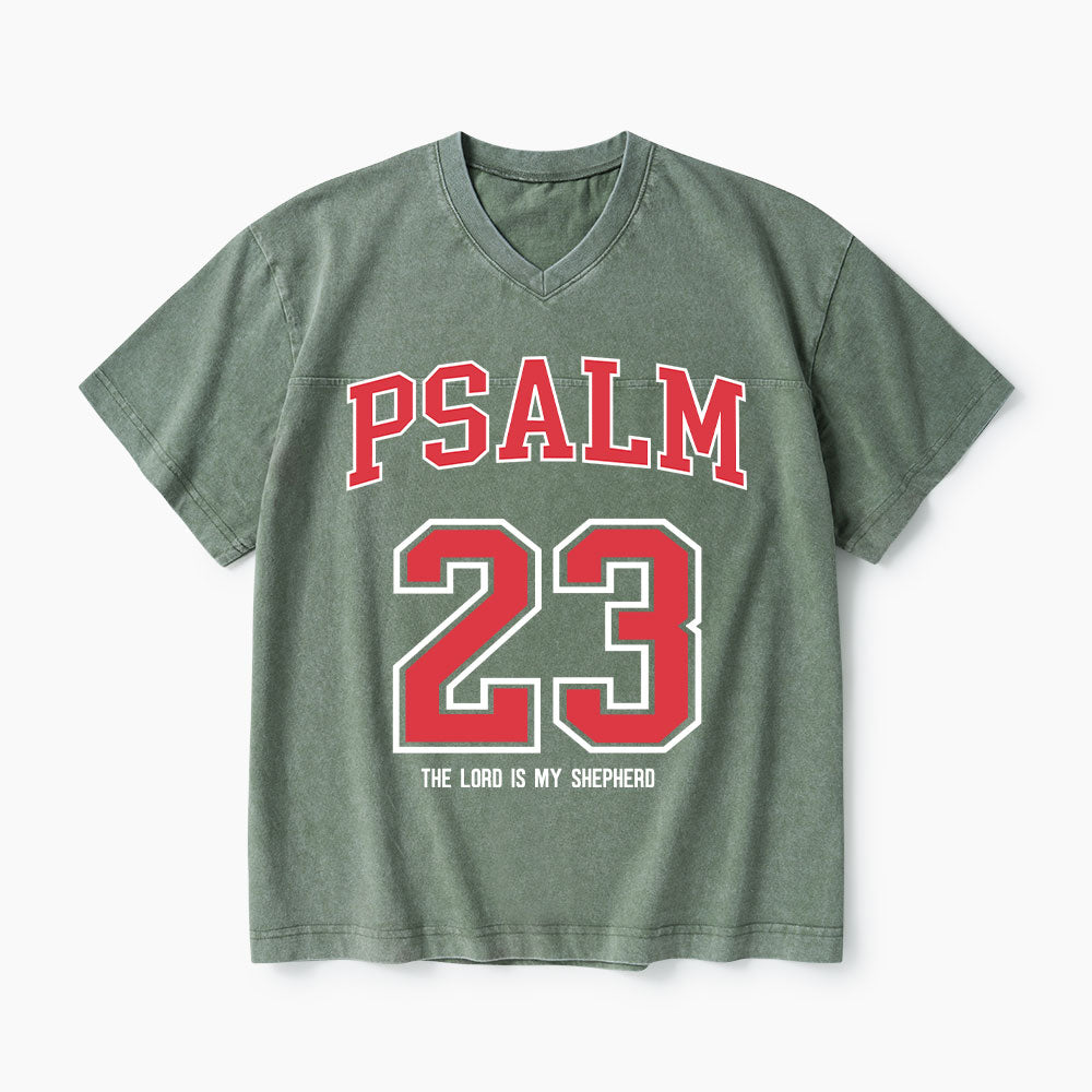 Psalm 23 Christian Washed V-Neck T-Shirt