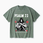 Psalm 23 Fear No Evil Aesthetic Mens Christian Washed V-Neck T-Shirt