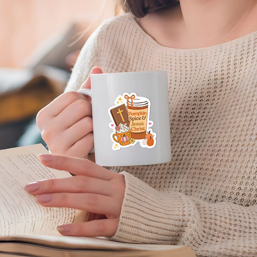 Pumpkin Spice And Jesus Christ Christian Stickers