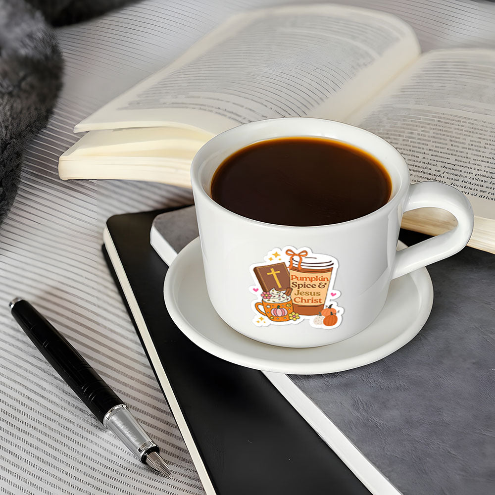 Pumpkin Spice And Jesus Christ Christian Stickers