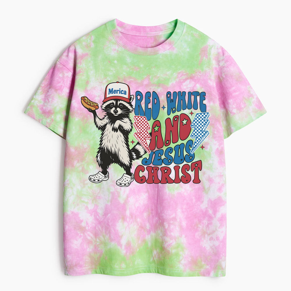 Red White And Jesus Christ Heavy Cotton Tie Dye T-Shirt