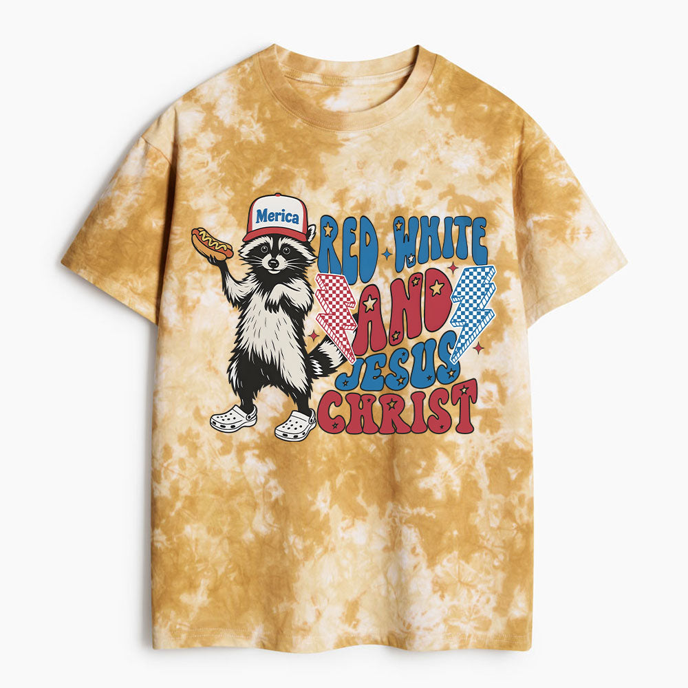 Red White And Jesus Christ Heavy Cotton Tie Dye T-Shirt