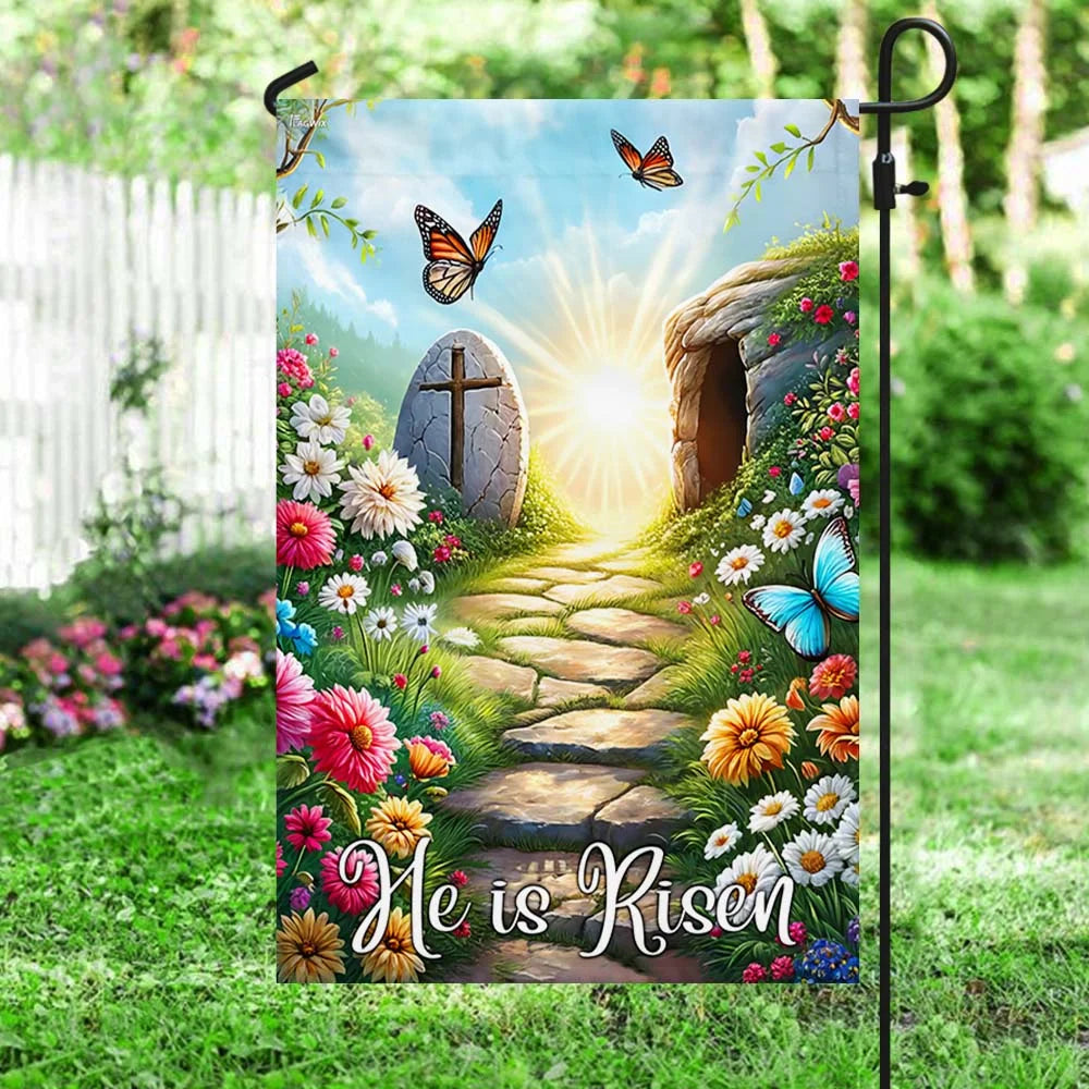Resurrection of Jesus Easter Day He Is Risen Christian Flag
