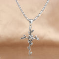 Retro Bloom Cross Necklace