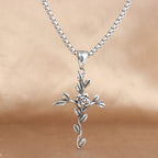 Retro Bloom Cross Necklace