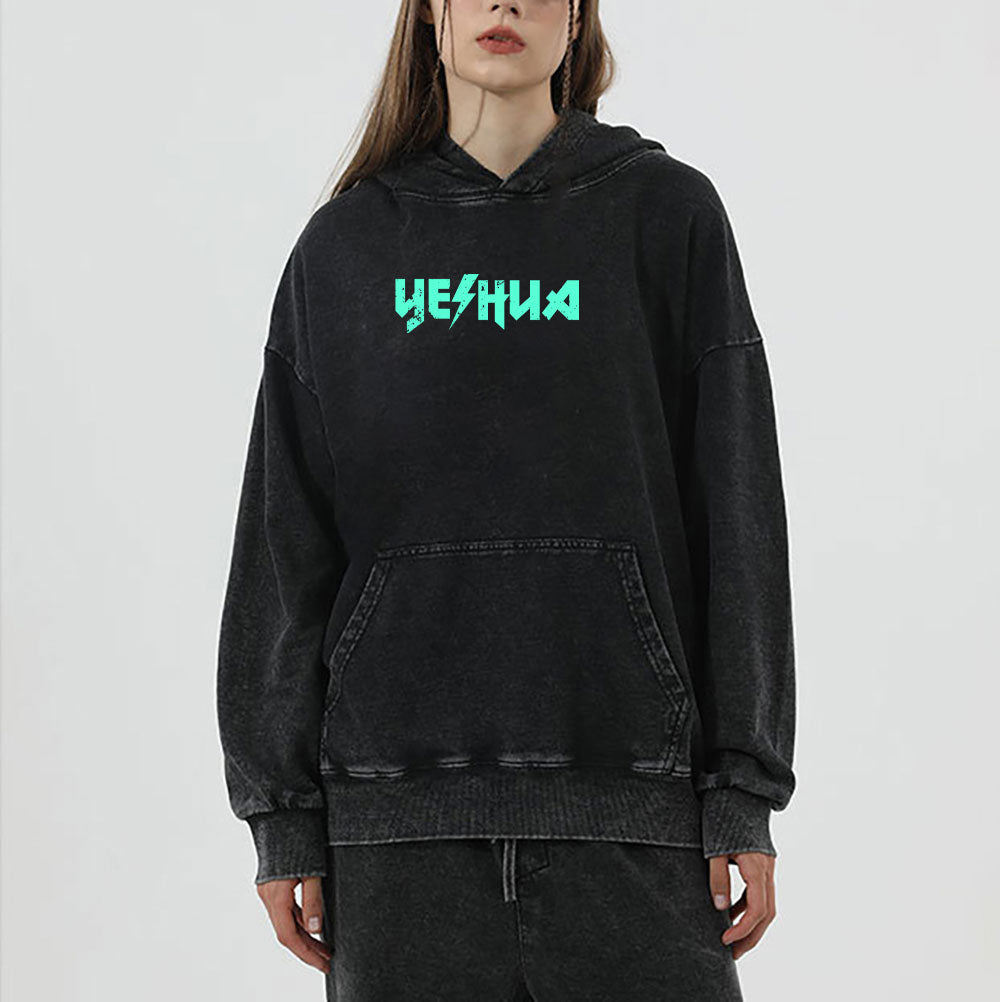 Retro Lion Yeshua Christian Washed Hoodie