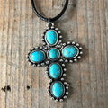 Retro Turquoise Cross Necklace
