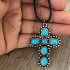 Retro Turquoise Cross Necklace