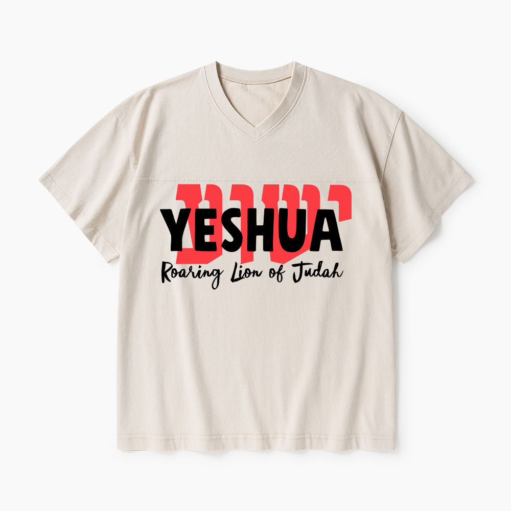 Roaring Lion Of Judah Christian Washed V-Neck T-Shirt
