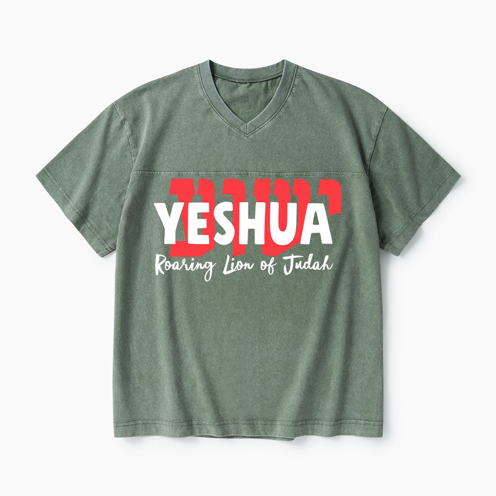 Roaring Lion Of Judah Christian Washed V-Neck T-Shirt
