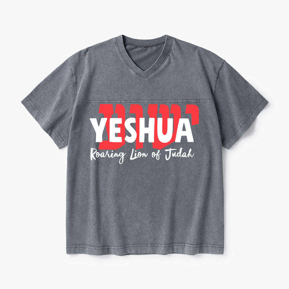 Roaring Lion Of Judah Christian Washed V-Neck T-Shirt