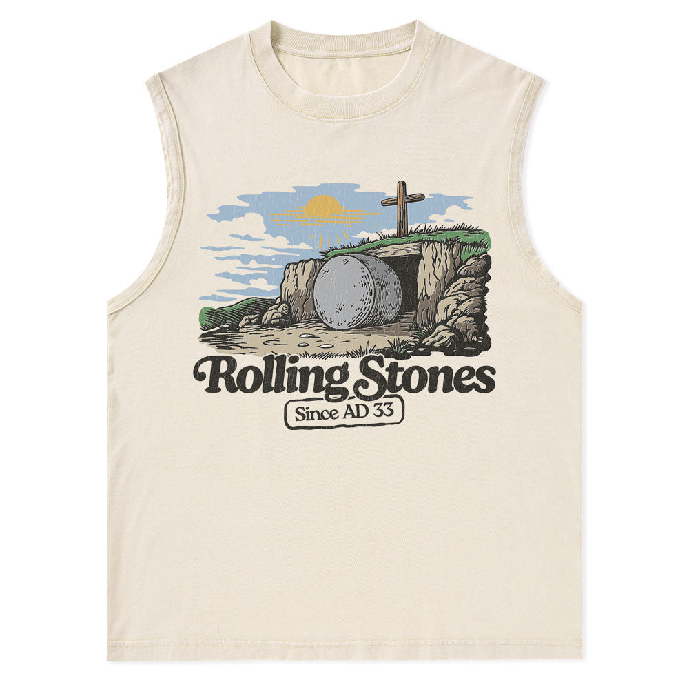 The Stone Was Rolled Away Sine AD 33 Christian Washed Tank Top