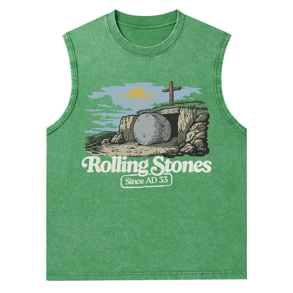 The Stone Was Rolled Away Sine AD 33 Christian Washed Tank Top