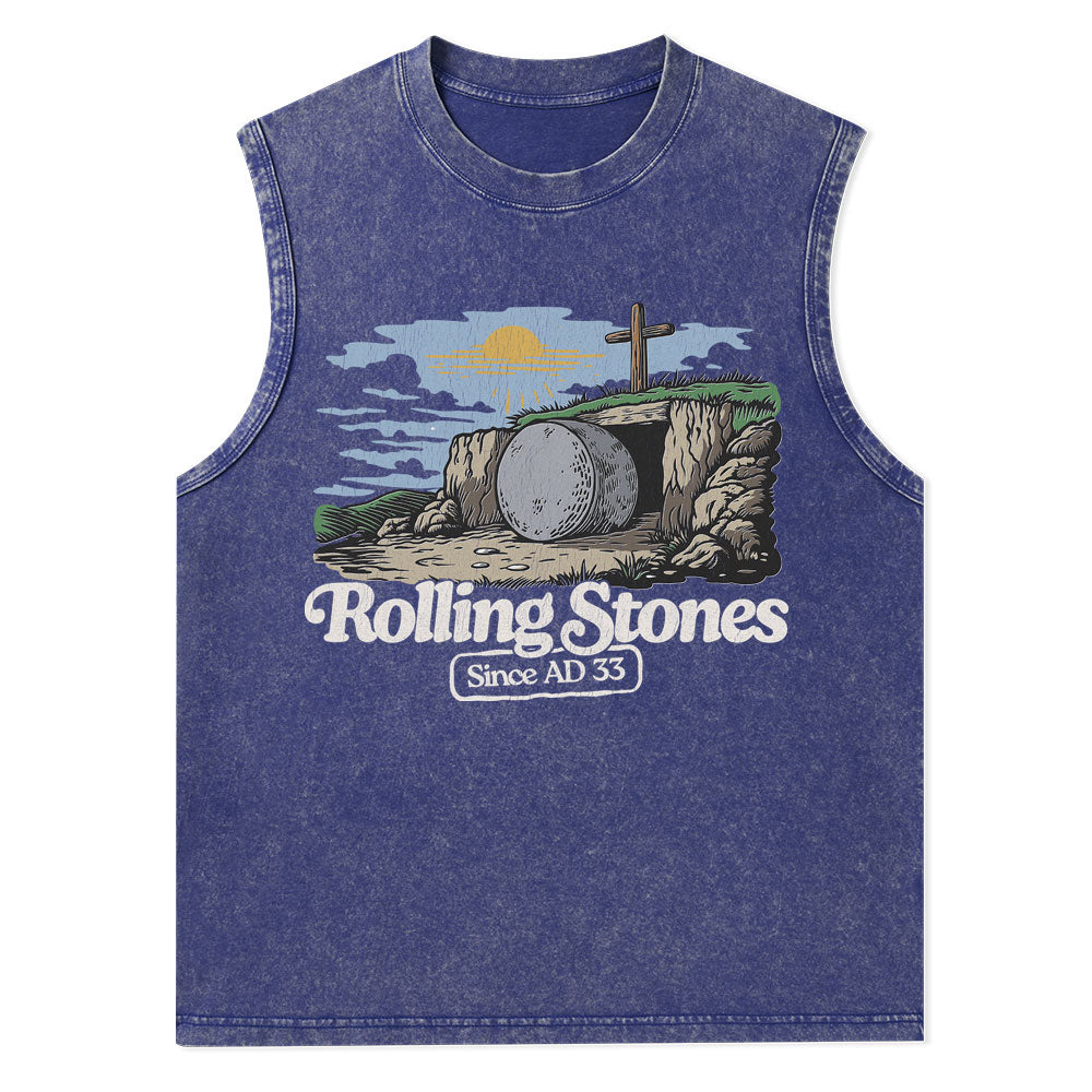The Stone Was Rolled Away Sine AD 33 Christian Washed Tank Top