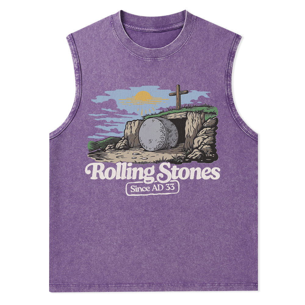 The Stone Was Rolled Away Sine AD 33 Christian Washed Tank Top