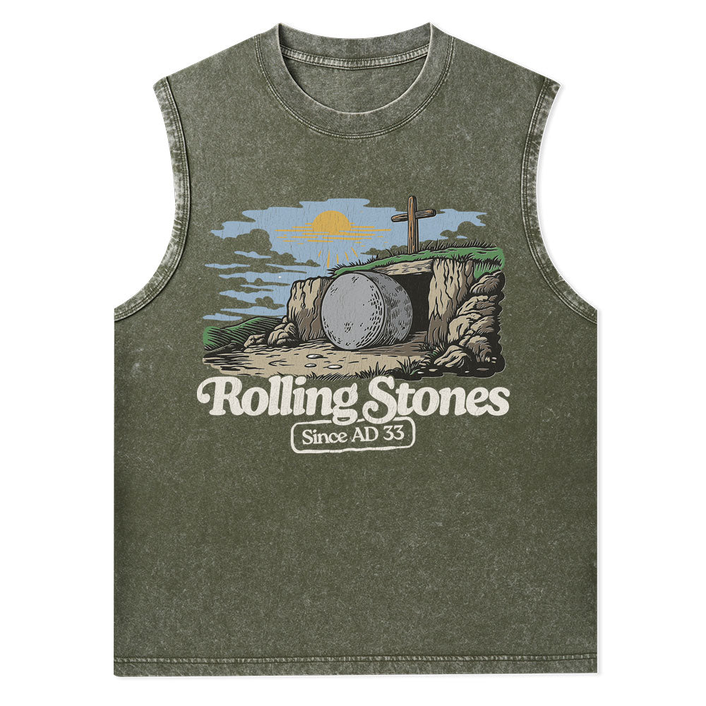 The Stone Was Rolled Away Sine AD 33 Christian Washed Tank Top