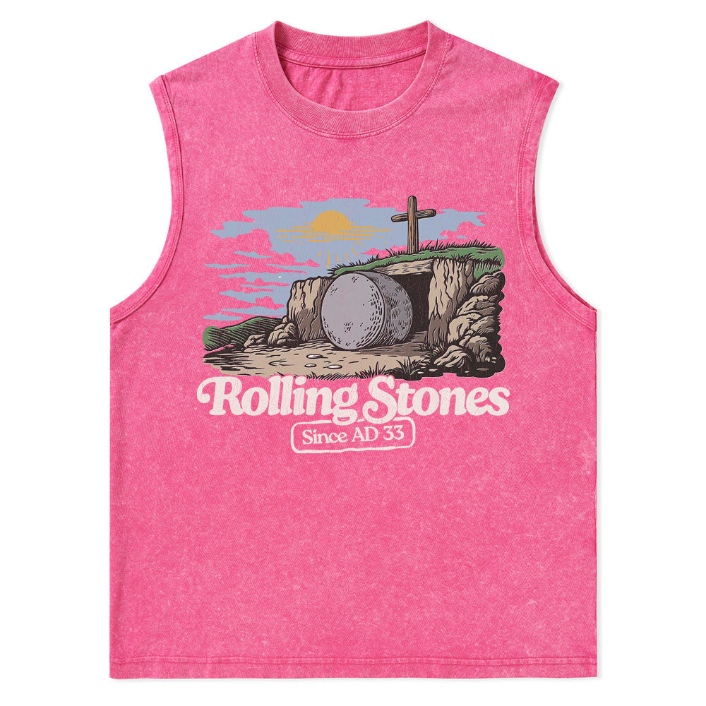 The Stone Was Rolled Away Sine AD 33 Christian Washed Tank Top