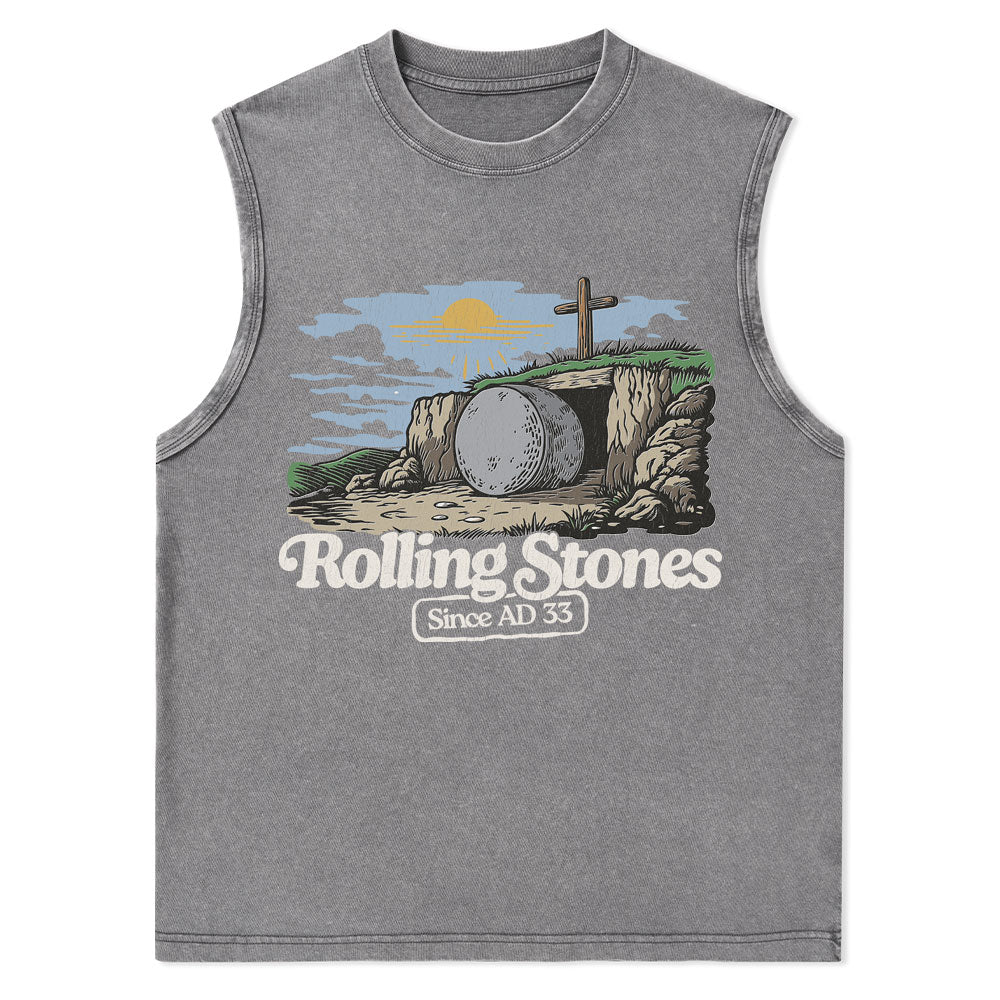 The Stone Was Rolled Away Sine AD 33 Christian Washed Tank Top