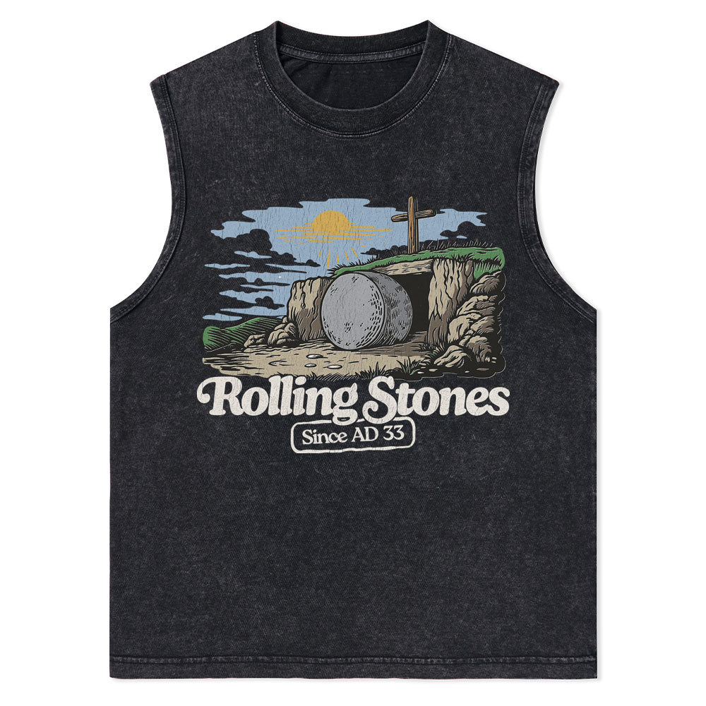 The Stone Was Rolled Away Sine AD 33 Christian Washed Tank Top