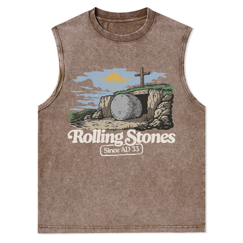 The Stone Was Rolled Away Sine AD 33 Christian Washed Tank Top