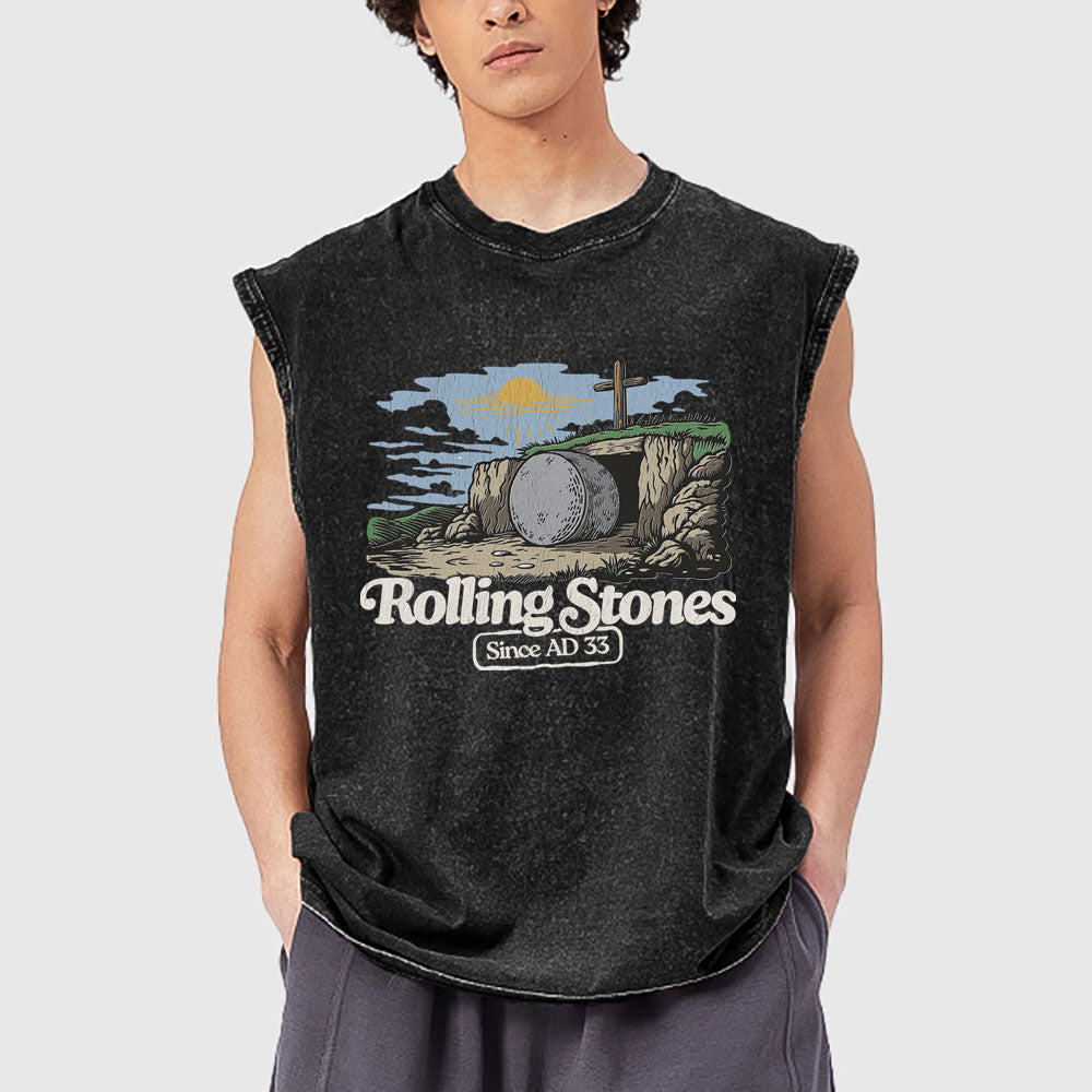 The Stone Was Rolled Away Sine AD 33 Christian Washed Tank Top