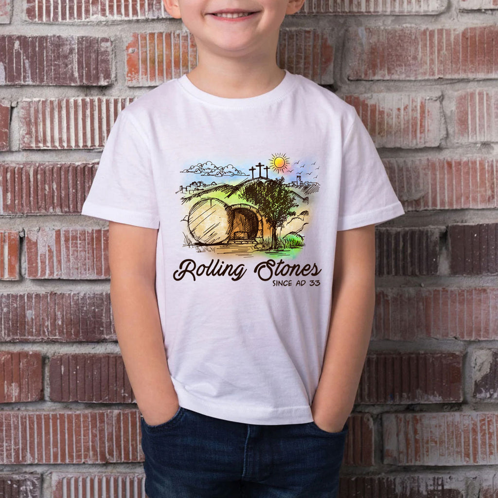 The Stone Was Rolled Away Retro Christian Kid T-Shirt