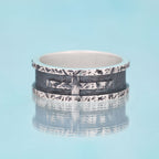 Rustic Cross Ring Christian Sterling Silver Band Ring