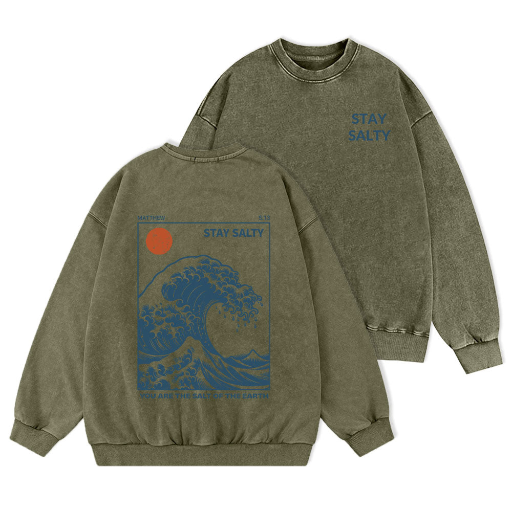 STAY SALTY Christian Washed Sweatshirt