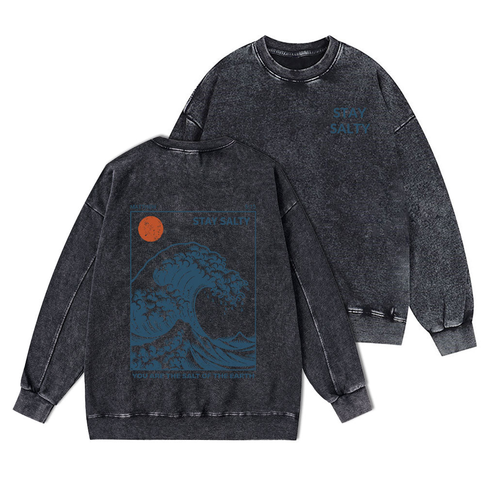 STAY SALTY Christian Washed Sweatshirt