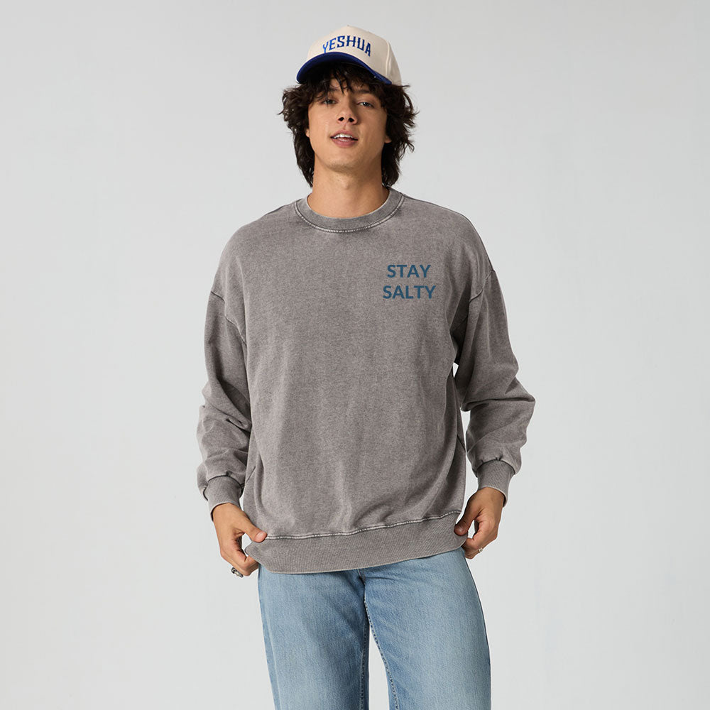 STAY SALTY Christian Washed Sweatshirt
