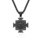 Saint Benedict Exorcist Holy Card Christ Necklace