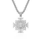 Saint Benedict Exorcist Holy Card Christ Necklace