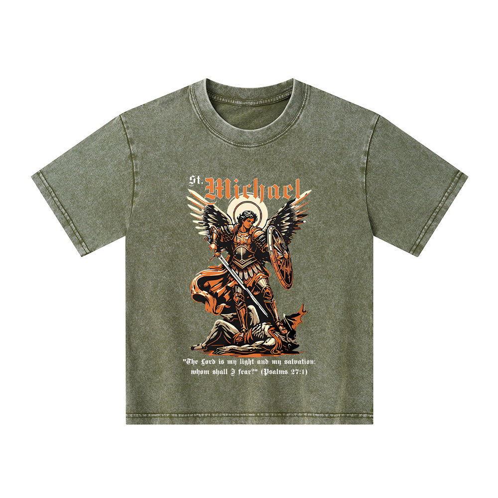 Saint Michael Archangel Christian Kid Washed T-Shirt