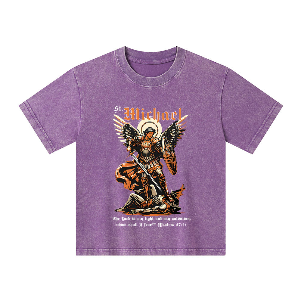 Saint Michael Archangel Christian Kid Washed T-Shirt