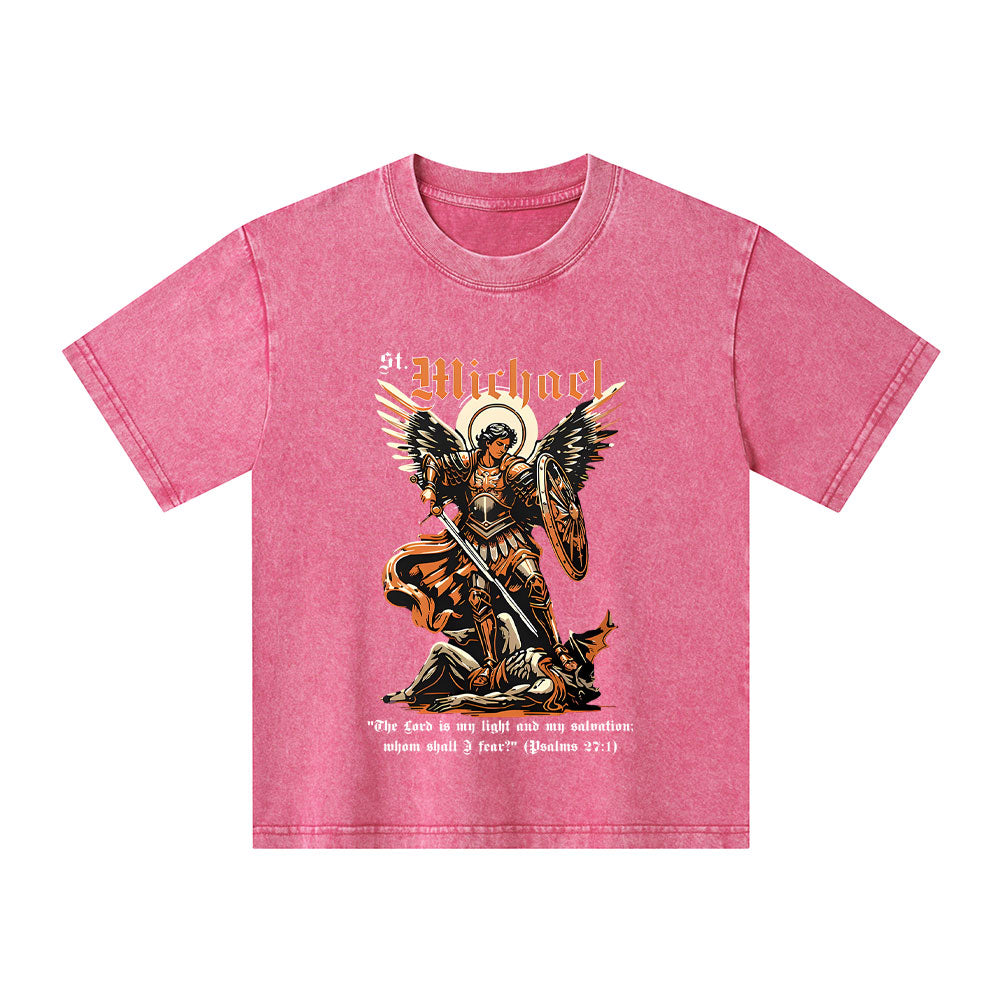 Saint Michael Archangel Christian Kid Washed T-Shirt