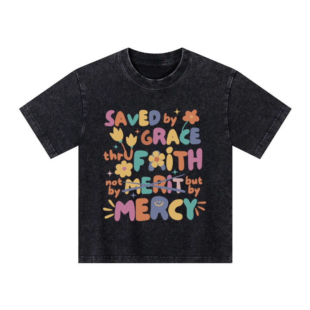 Saved By Grace Christian Kid Washed T-Shirt