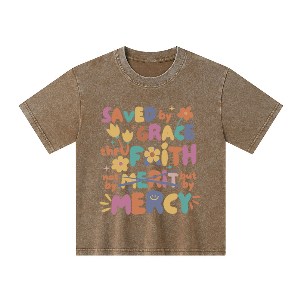 Saved By Grace Christian Kid Washed T-Shirt