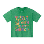 Saved By Grace Christian Kid Washed T-Shirt