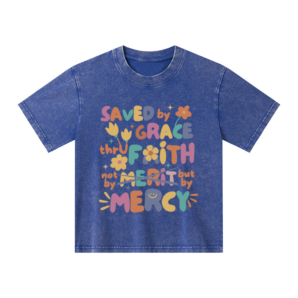Saved By Grace Christian Kid Washed T-Shirt