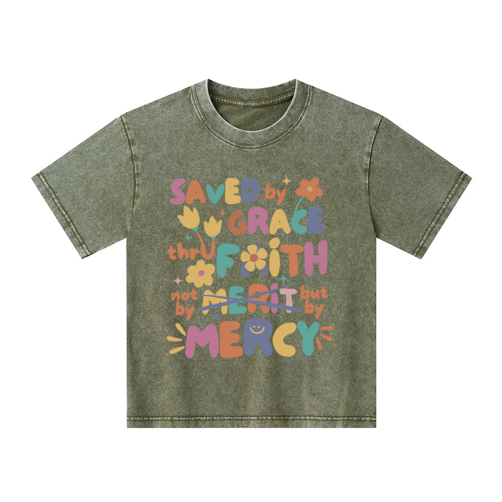 Saved By Grace Christian Kid Washed T-Shirt